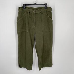 Bill Blass VINTAGE Capri Jeans 14 Army Green High Rise Cotton Utility Carpenter